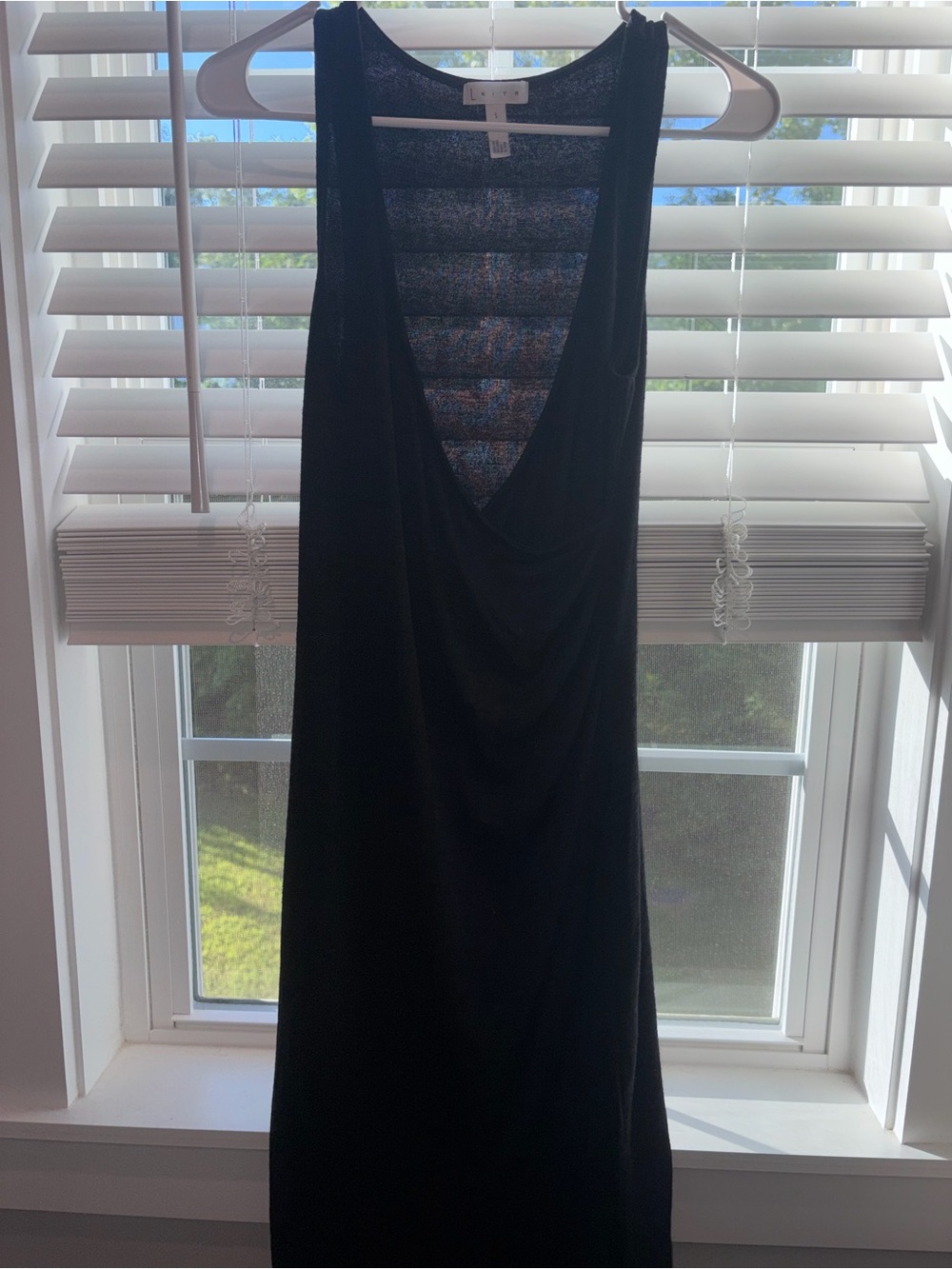 Leith Black Tank Dress featuring a deep neckline